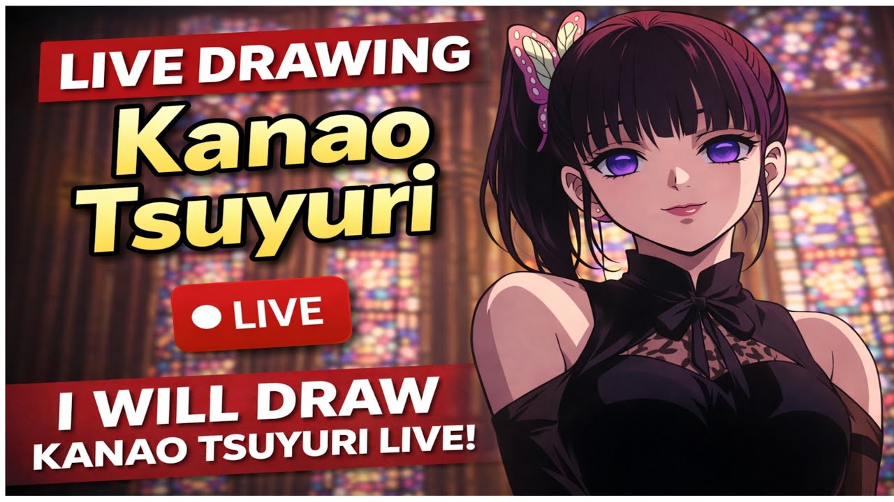 LIVE Drawing Kanao Tsuyuri | Anime Sketch Live 🔴 | Demon Slayer Fan Art