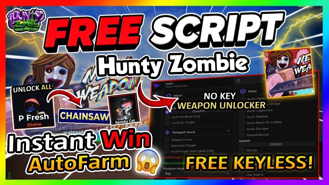 Hunty Zombie Script *NO KEY* - NEW UPDATE, AUTOFARM, INFINITE COINS, DUPE & More!