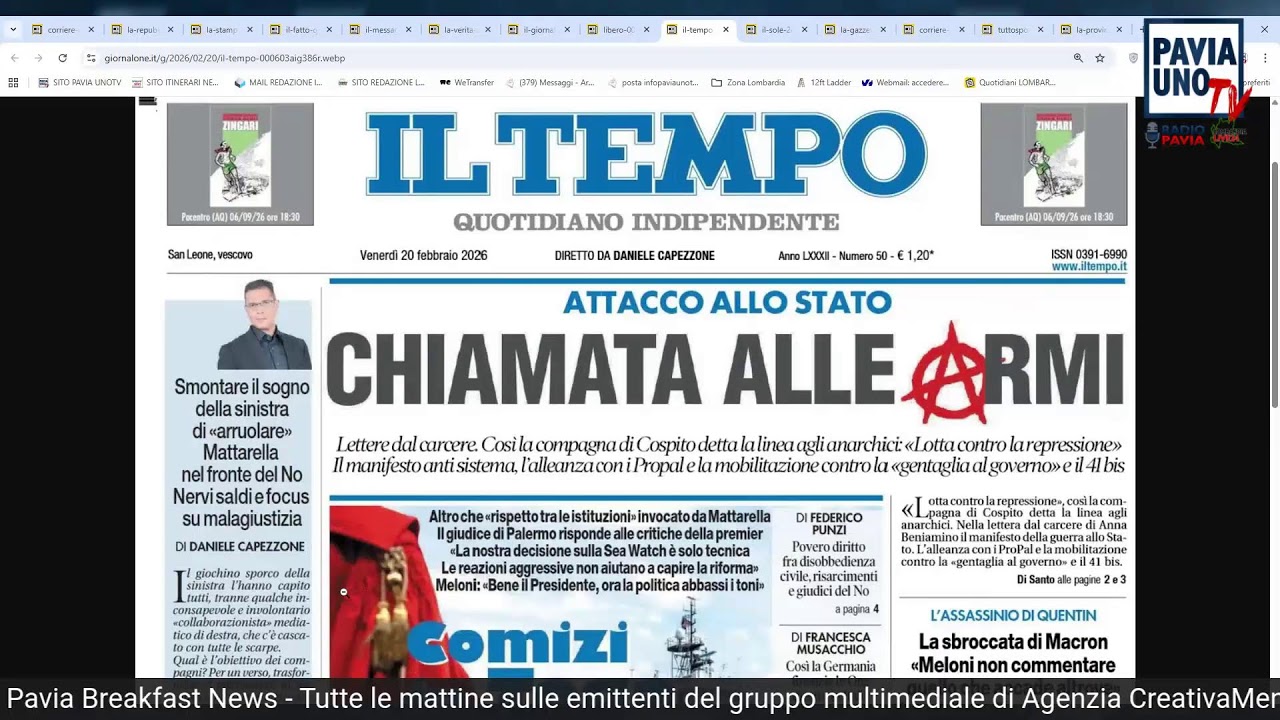 Radio Pavia Breakfast News - 20 febbraio 2026