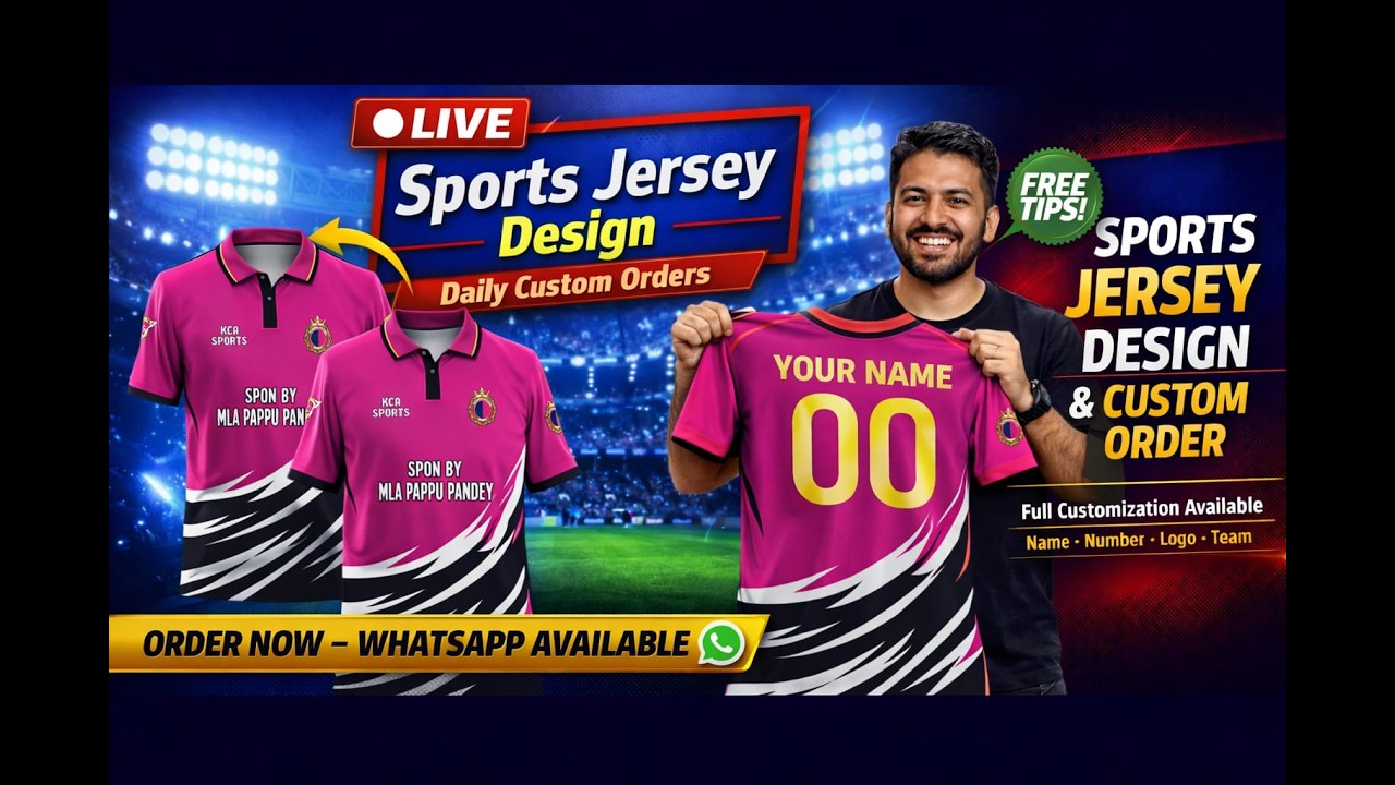 🔴 LIVE Sports Jersey Design | Full Custom Jersey Order | CorelDraw Jersey Designing Hindi