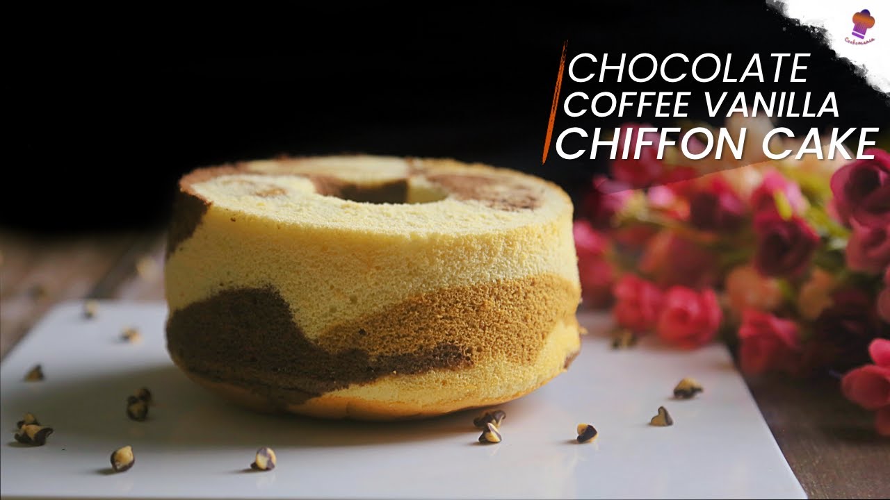 Chocolate Coffee Vanilla Chiffon Cake | Soft Spongy Cake | Camouflage Chiffon Cake