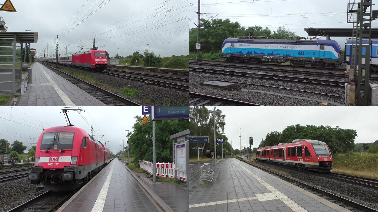 Bahnverkehr in Büchen mit Eurocity, Br 182 + Tonleiter, ICE 1,4 & T, Br 101 + Intercity und Br 187