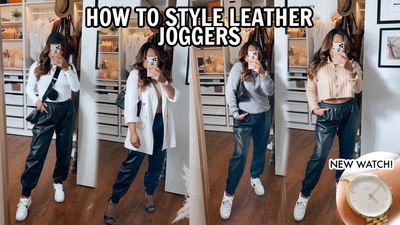8 WAYS TO STYLE FAUX LEATHER JOGGERS! + NEW NORDGREEN WATCH REVIEW! AFFORDABLE & MINIMALIST!
