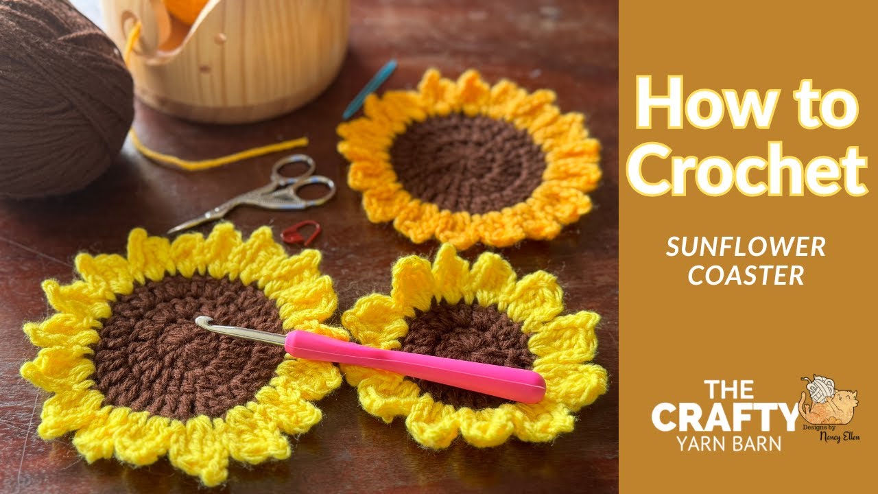 How to Crochet Sunflower Coaster