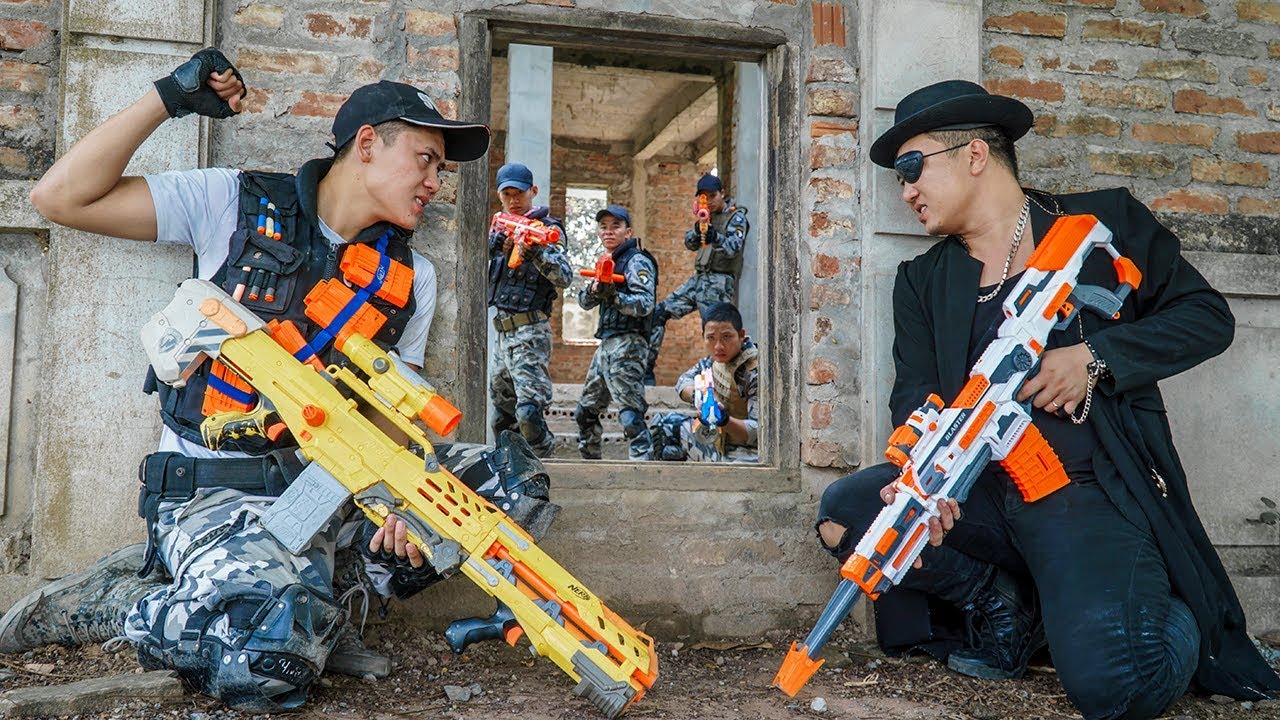Nerf Guns War : Police Men Of SEAL TEAM Special Brave Attack Black Leader Dangerous Criminal Group