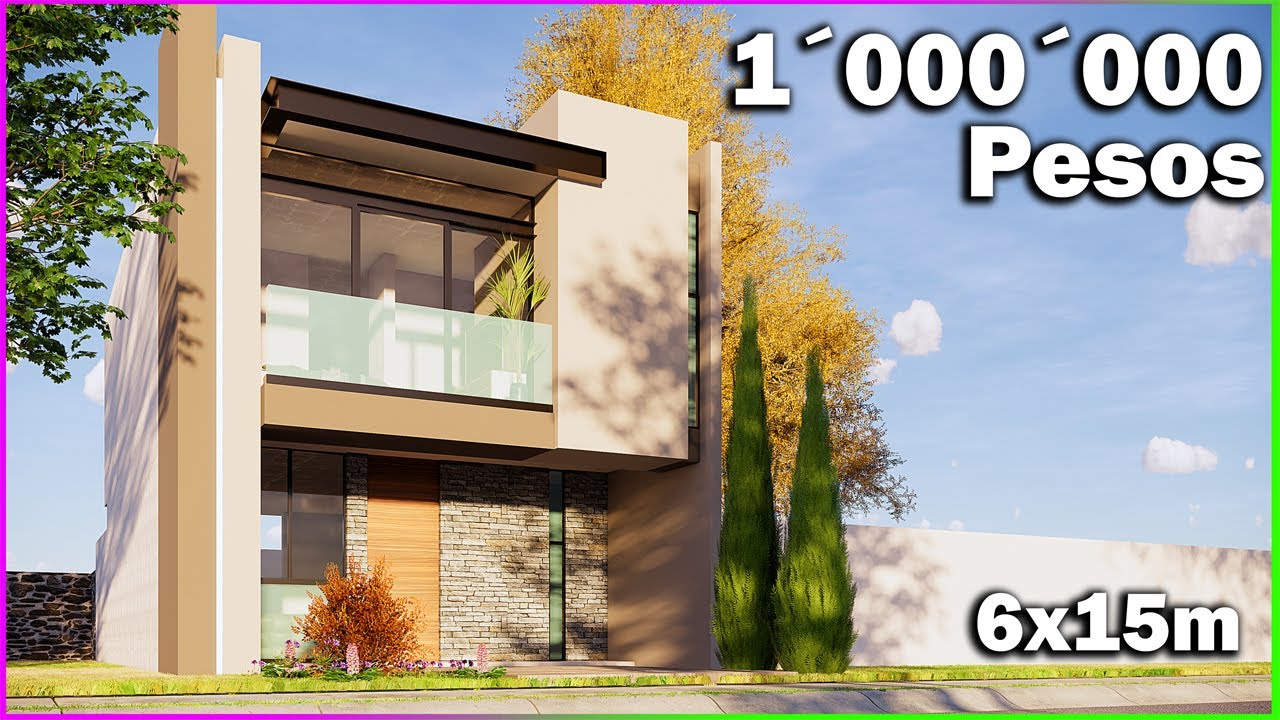 PROYECTO CASA PEQUEÑA 6 X 15m 3 Recamaras Dos pisos