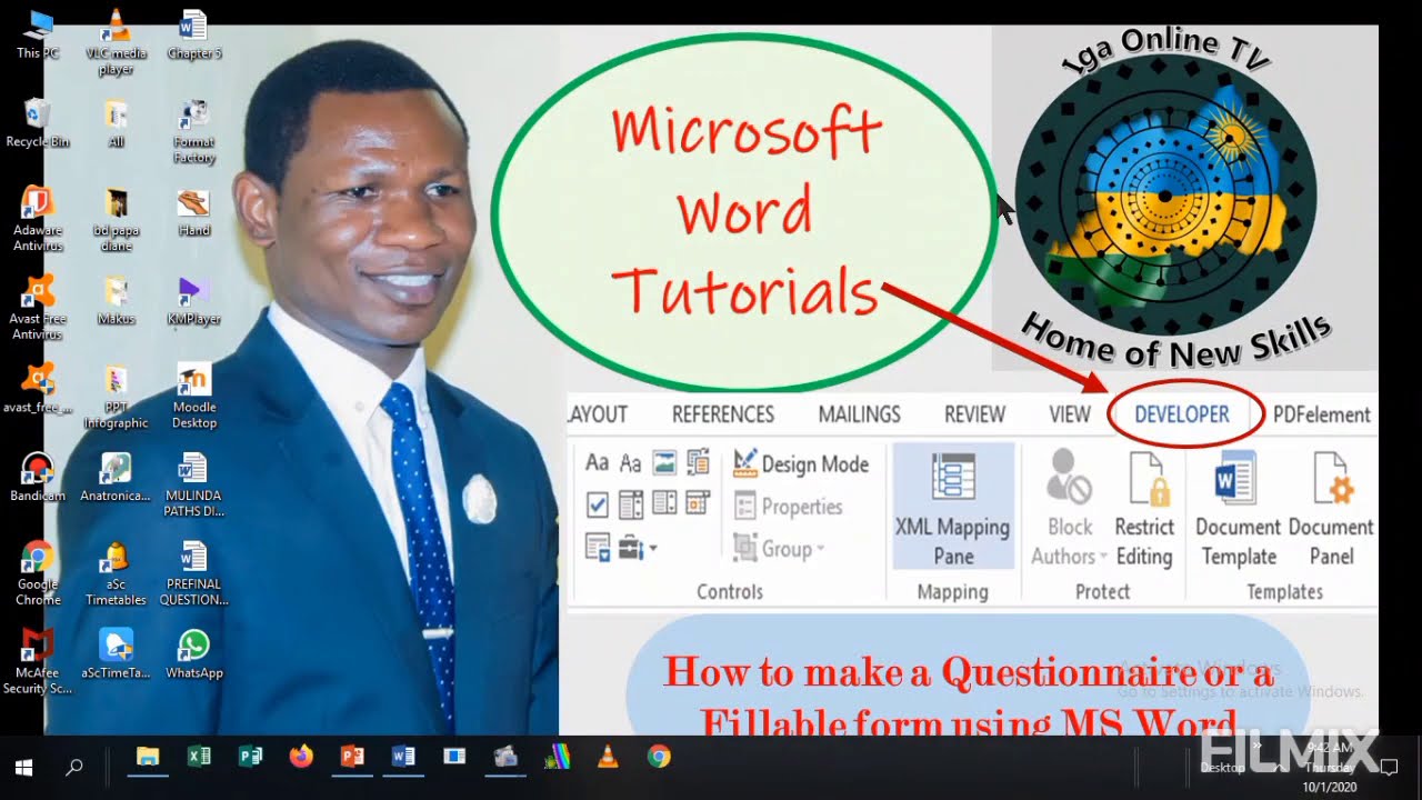 Microsoft Word Tutorial : Know how to make a Fillable form or a questionnaire using MS Word
