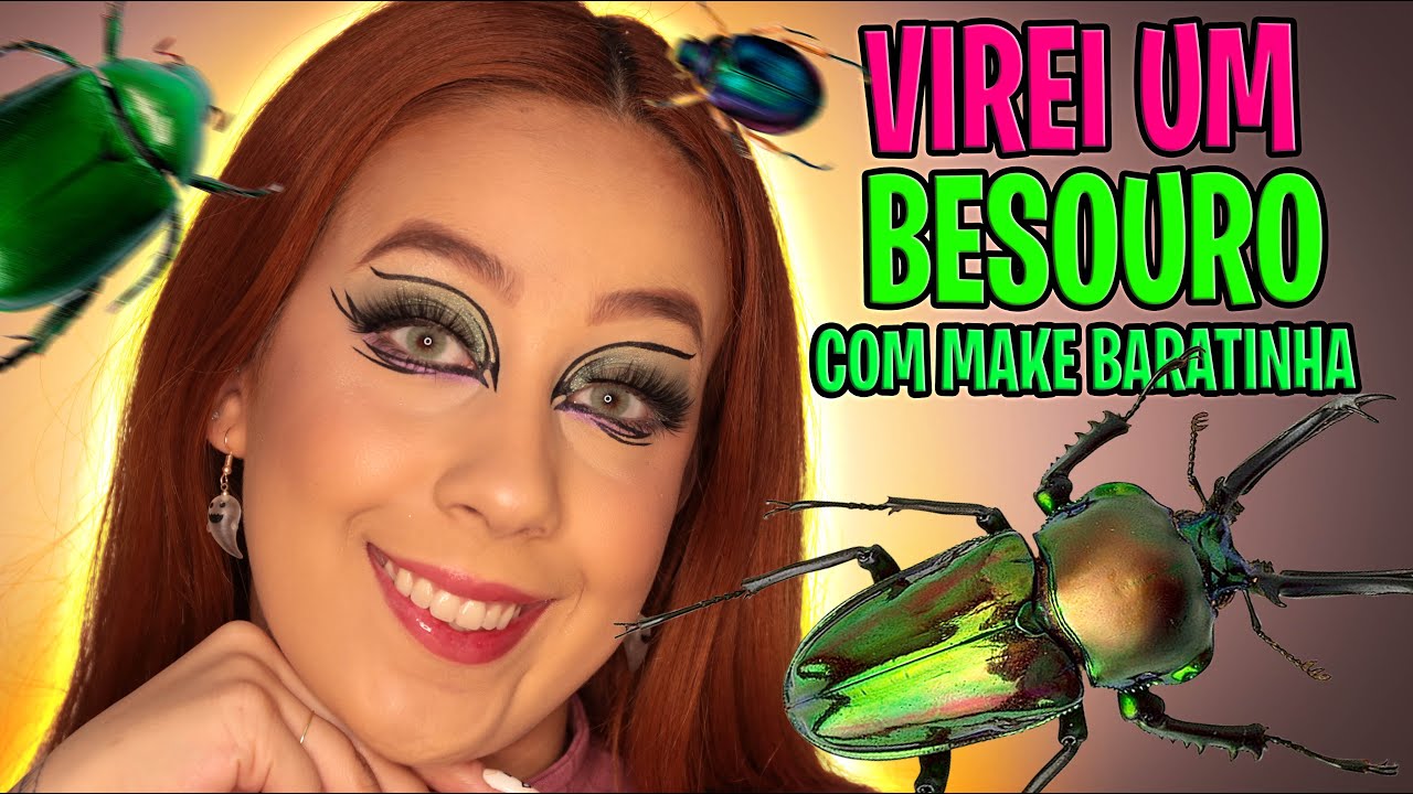 TESTANDO MAKE BARATINHA! *Virei um besouro?!*