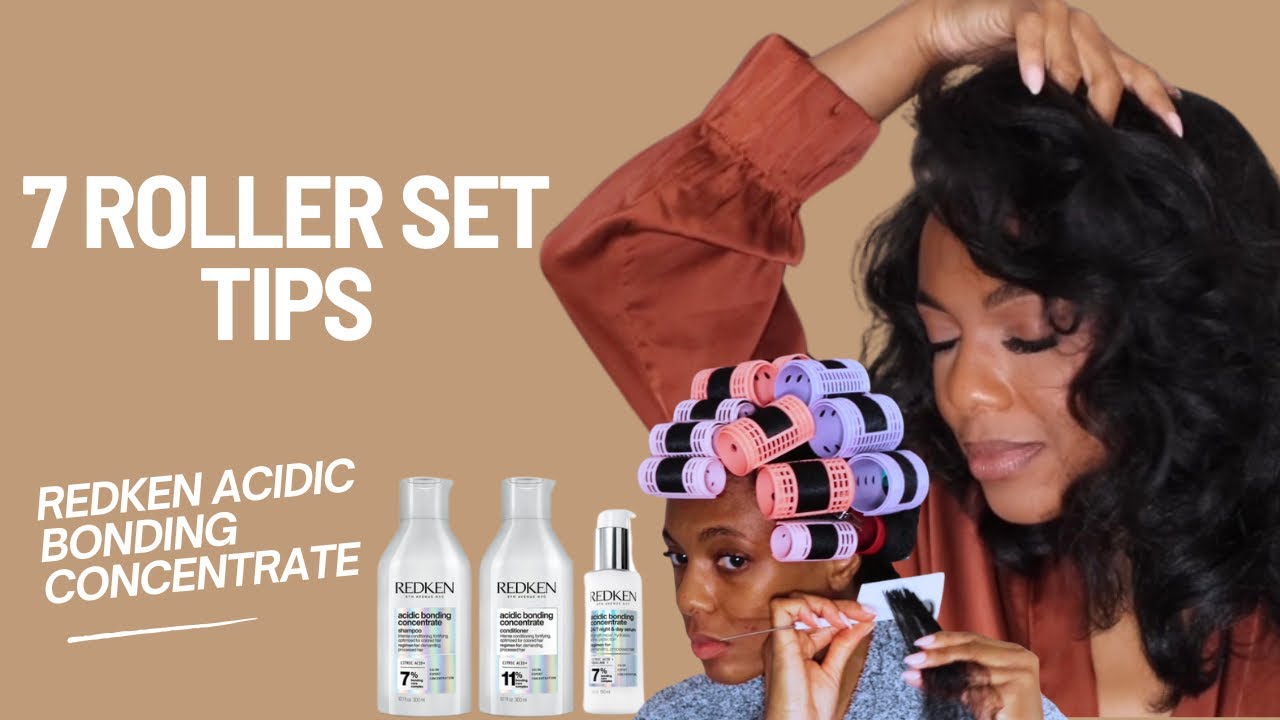How to Roller Set on Wash Day with Redken Acidic Bonding Concentrate I Type 4 Relaxed Hair