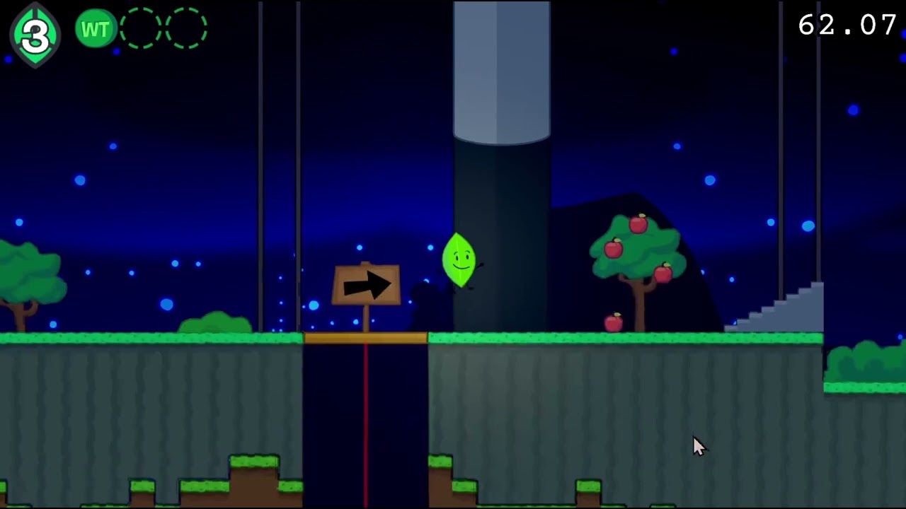 BFDI: Branches - The Big Red Button (Leafy, Any% Glitchless, 92.53)