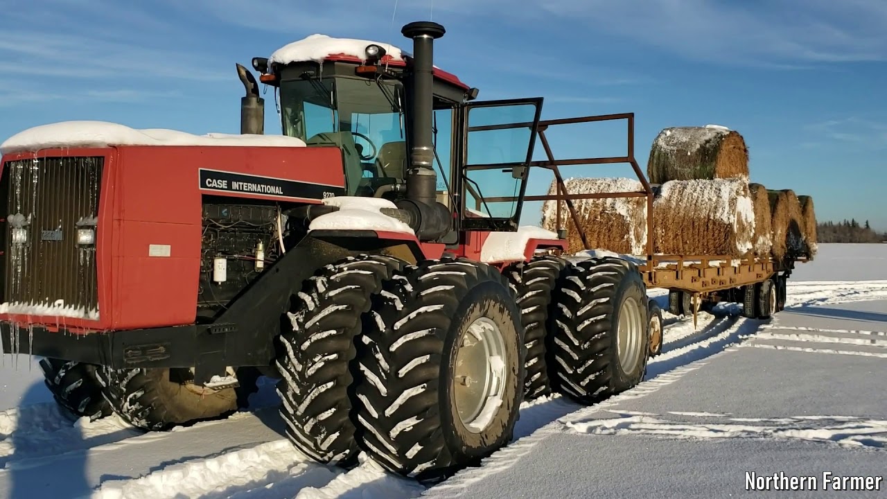 Вывоз тюков сена зимой!! Case IH 9270