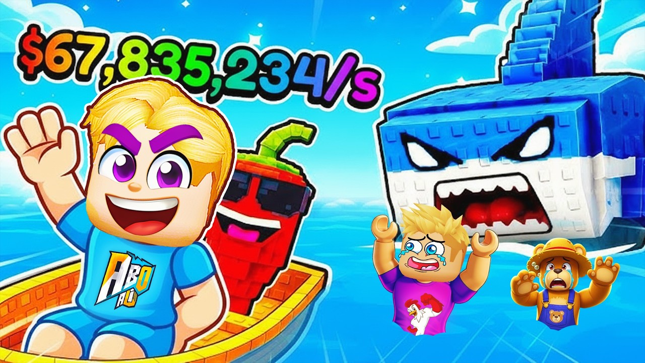السباحه في البحر مع القروش 🦈 🌊 ( ولكن انقاذ Brainrot بالمركب 🚤 ) ماب جامد جدآ🔥 !!