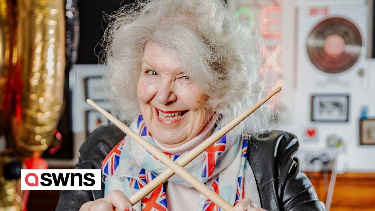 Great-grandmum, 90, is Britain’s ‘oldest female drummer’ after lessons with Simply Red member | SWNS