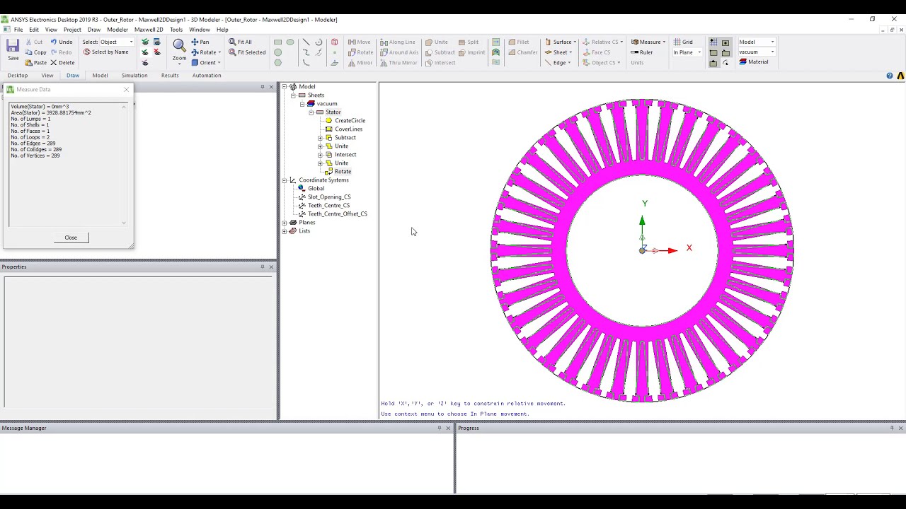 Designing parametric Stator for Outer Rotor topology in ANSYS Maxwell