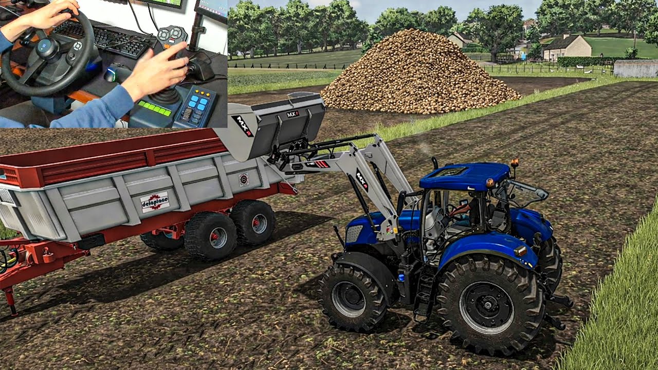 Реалистичная загрузка сахарной свеклы с помощью New Holland T7.220 w/ Hori Farming Control System