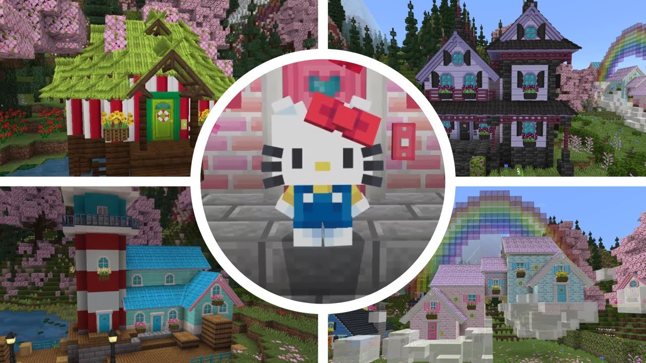 Minecraft x Hello Kitty - All Character Houses | Minecraft Bedrock Map