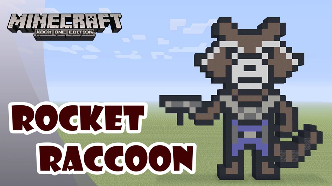 Minecraft: Pixel Art Tutorial and Showcase: Rocket Raccoon (Guardians of the Galaxy Vol. 2)