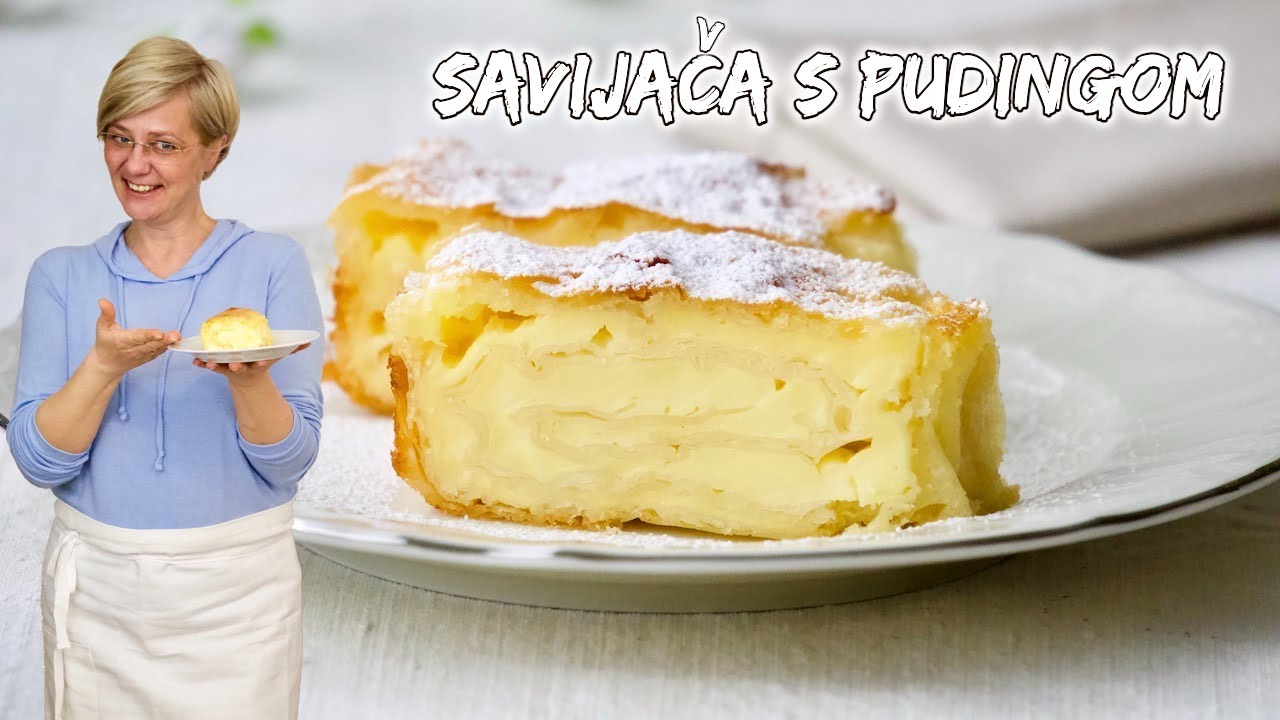 Odličan kremasti kolač: SAVIJAČA S PUDINGOM - recept sa tankim korama • ReciPeci Sandre Gašparić