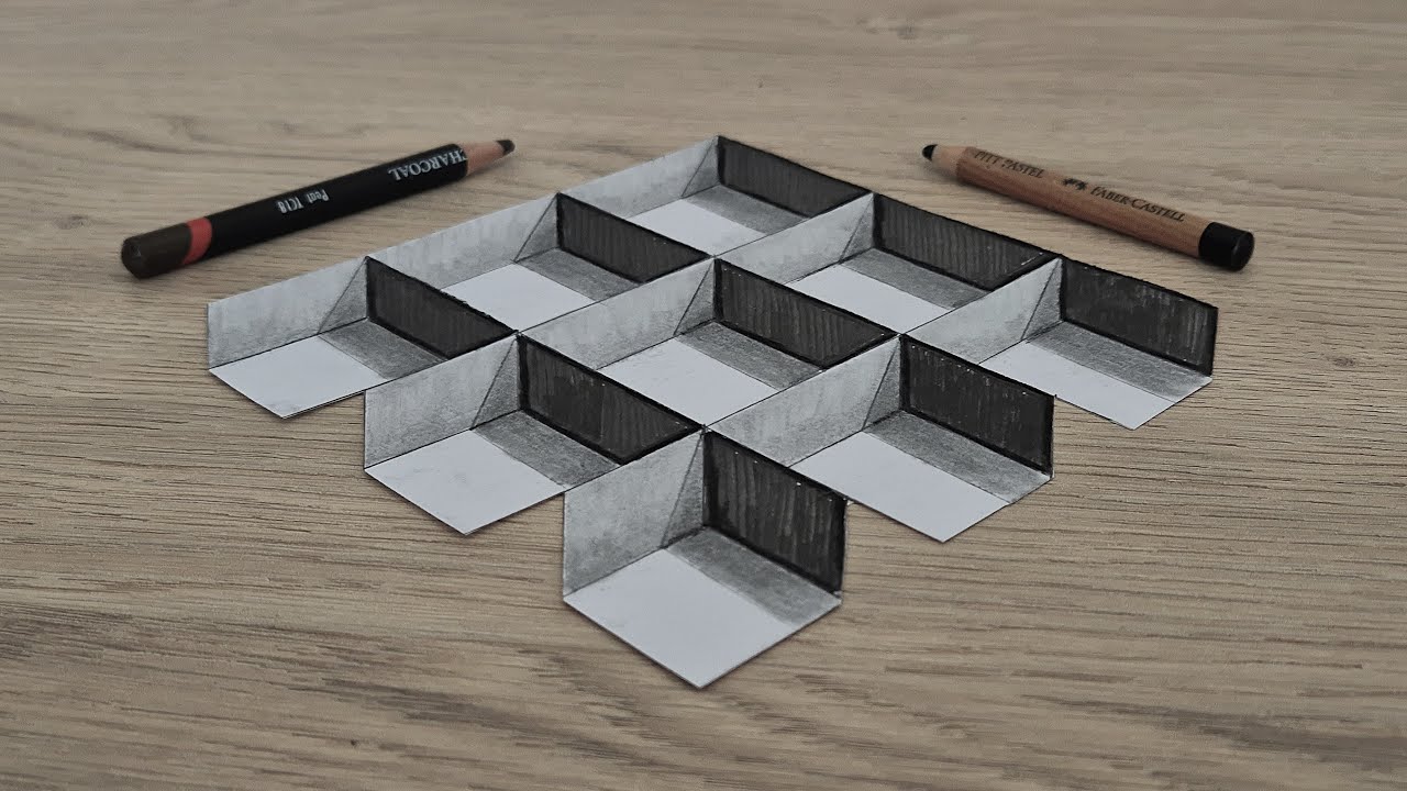 3d drawing easy illusion on paper for beginners