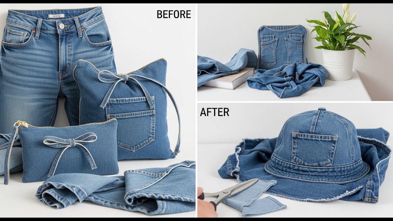 Transform Your OLD Jeans into AMAZING Crafts! Simple Denim Upcycling & DIY Ideas #UpcycleJeans