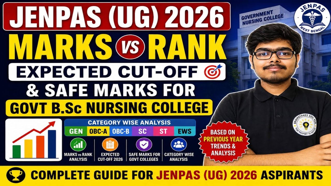 JENPAS (UG) 2026 Marks vs Rank | Expected Cut-Off & Safe Marks for Govt B.Sc Nursing (Category Wise)