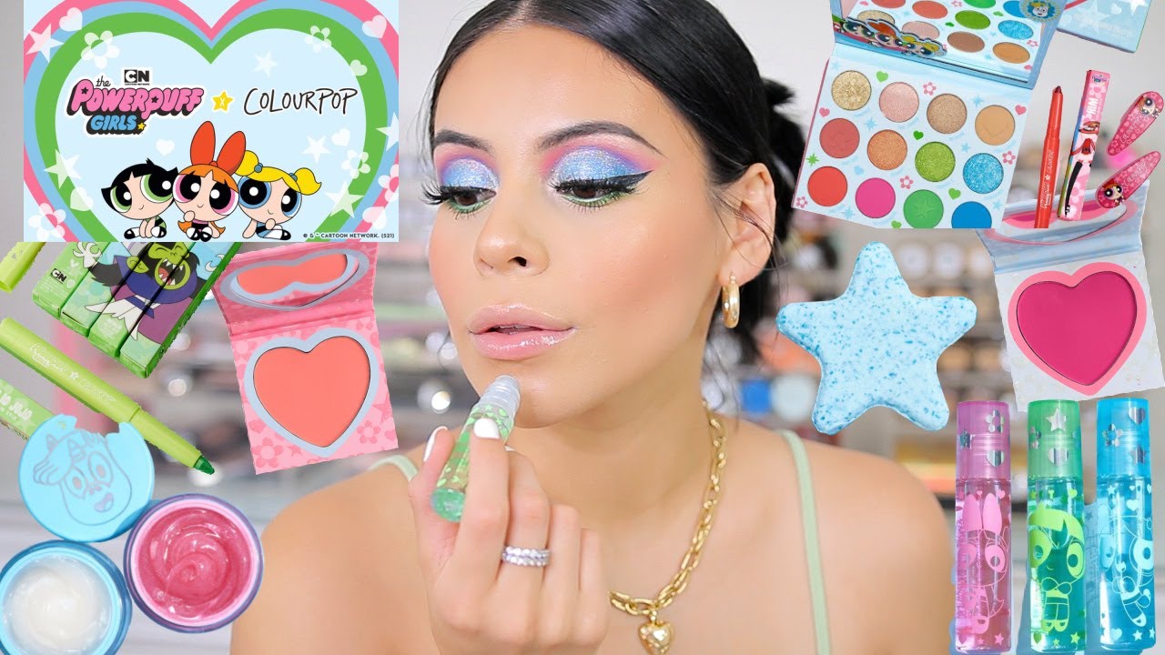 POWERPUFF GIRLS x COLOURPOP COLLECTION 🤩 Review, Swatches + Makeup Look!