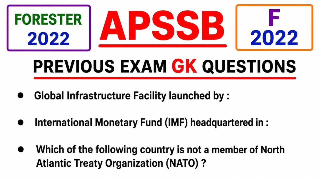 Apssb previous exam GK questions | Forester 2022