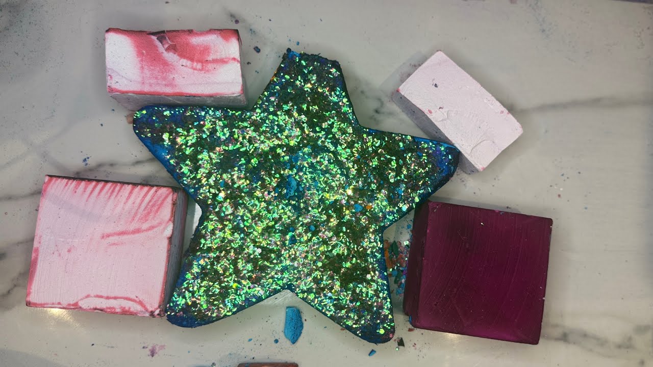 Shades of Pinks with a Blue Star | Gym Chalk Crush | Satisfying | ASMR 