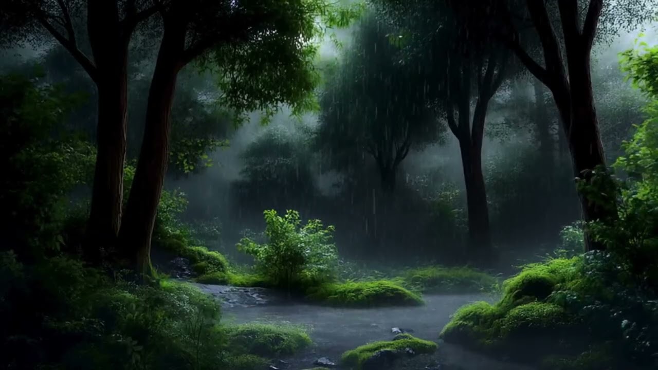 Night Forest Sounds for Sleeping | Dark Forest Rain at Night