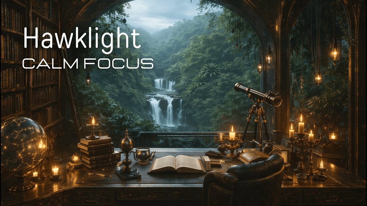 Hawklight | Jungle Music + Waterfall ASMR for Study + Calm Focus | Pure Peace Playlist