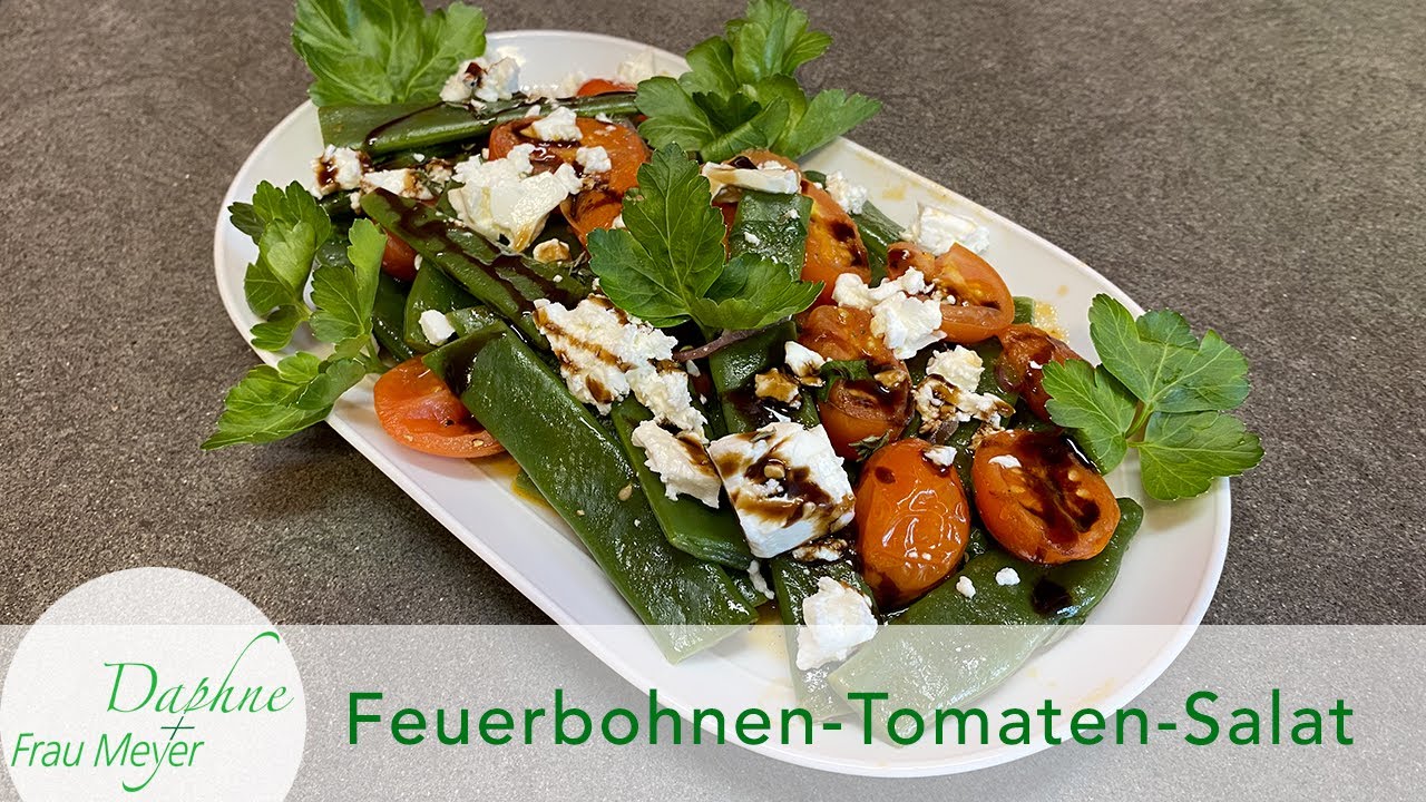 Lauwarmer mediteraner Feuerbohnensalat mit Feta #feuerbohne #bohnensalat #mediteran