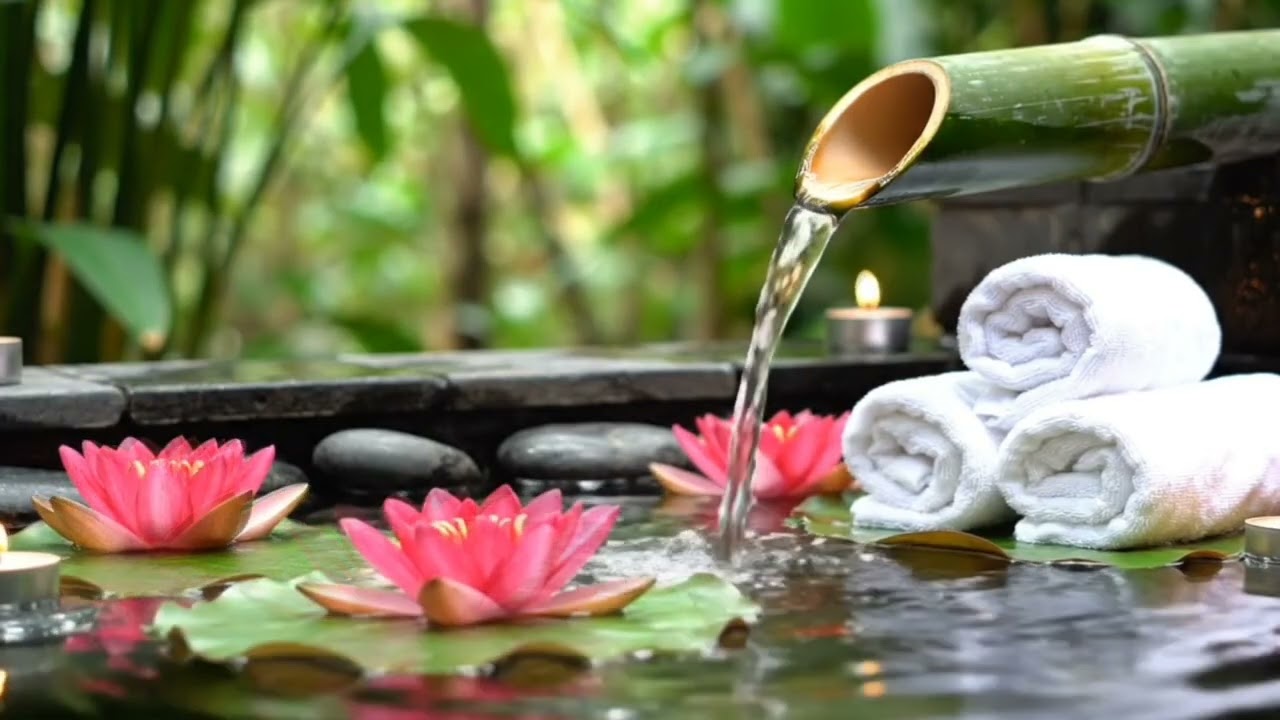 🌳 “Nature Spa Ambience | Bamboo Water Flow and Candlelight Relaxation”