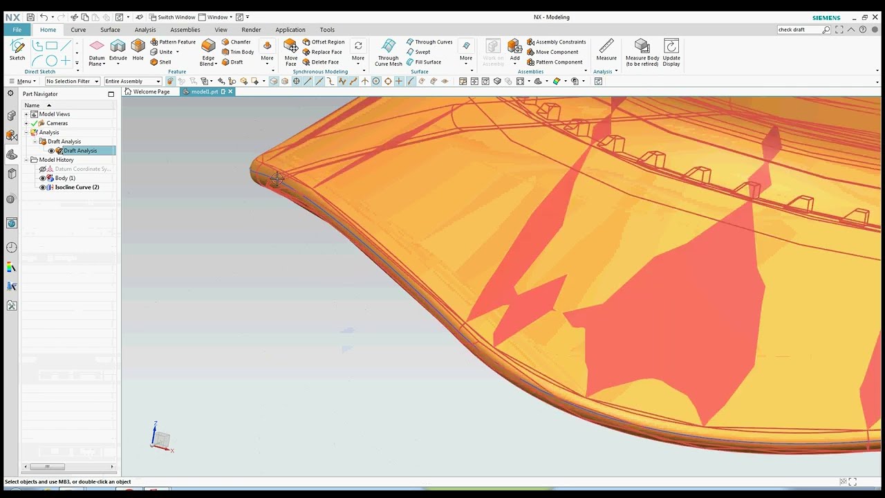 Manual Core Cavity Extraction on Radius parting line.