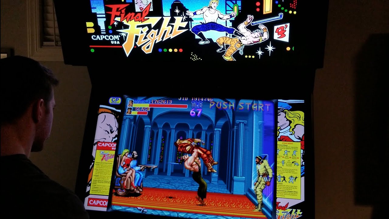 Final Fight Arcade Cabinet MAME Playthrough w/ Hypermarquee