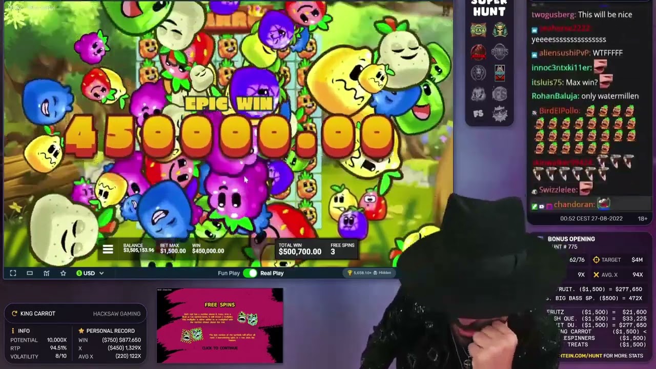 ROSHTEIN FULLSCREEN WITH MULTIPLIERS ON KING CARROT!! RECORD WIN
