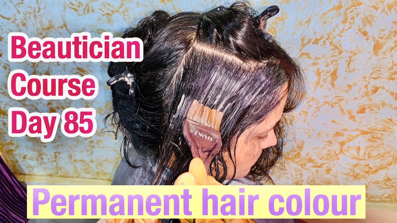 How to do Permanent hair colour for grey hair|beautician course day 85