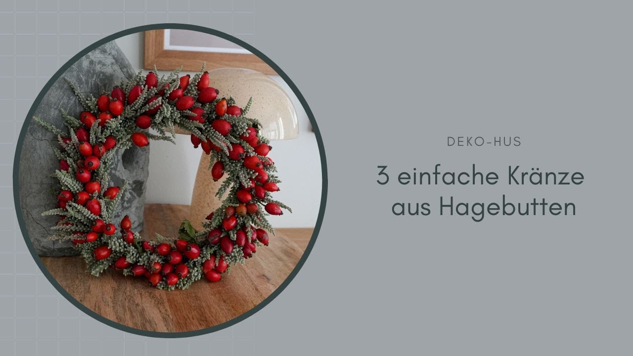 3 einfache Kränze aus Hagebutten