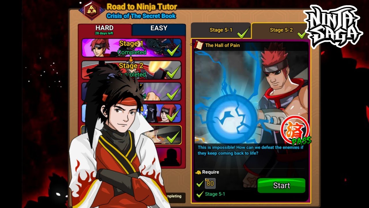 Ninja Saga - Ninja Tutor Exam Stage 5-2 Boss Fight (Solo) 
