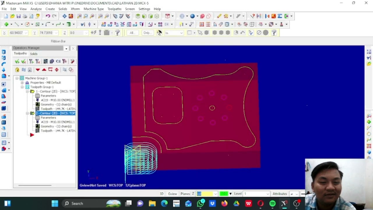 Tutorial Pemograman 2D pada mastercam  X5