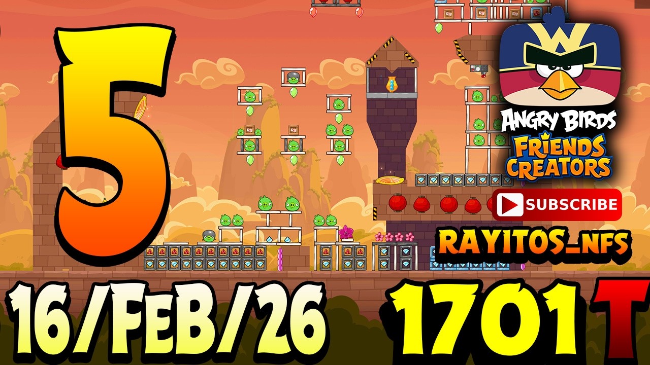 Прохождение уровня 5 турнира Angry Birds Friends, 1701 рекорд, бонусы.