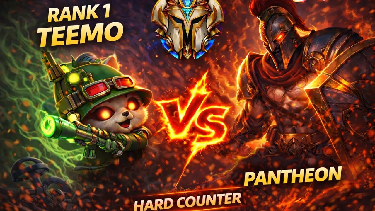 Rank 1 Teemo VS HARD COUNTERS Pantheon Top-Lane Challenger Game | 4K Wild Rift Ranked Gameplay