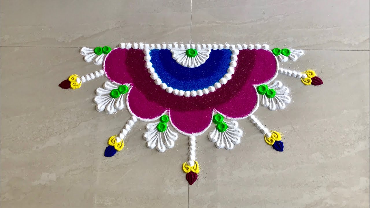 Creative semi circle Rangoli Design By  VGS Home Channel
