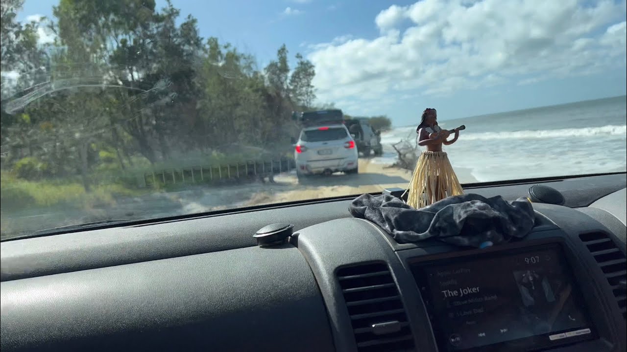 Driving up Fraser Island at High Tide