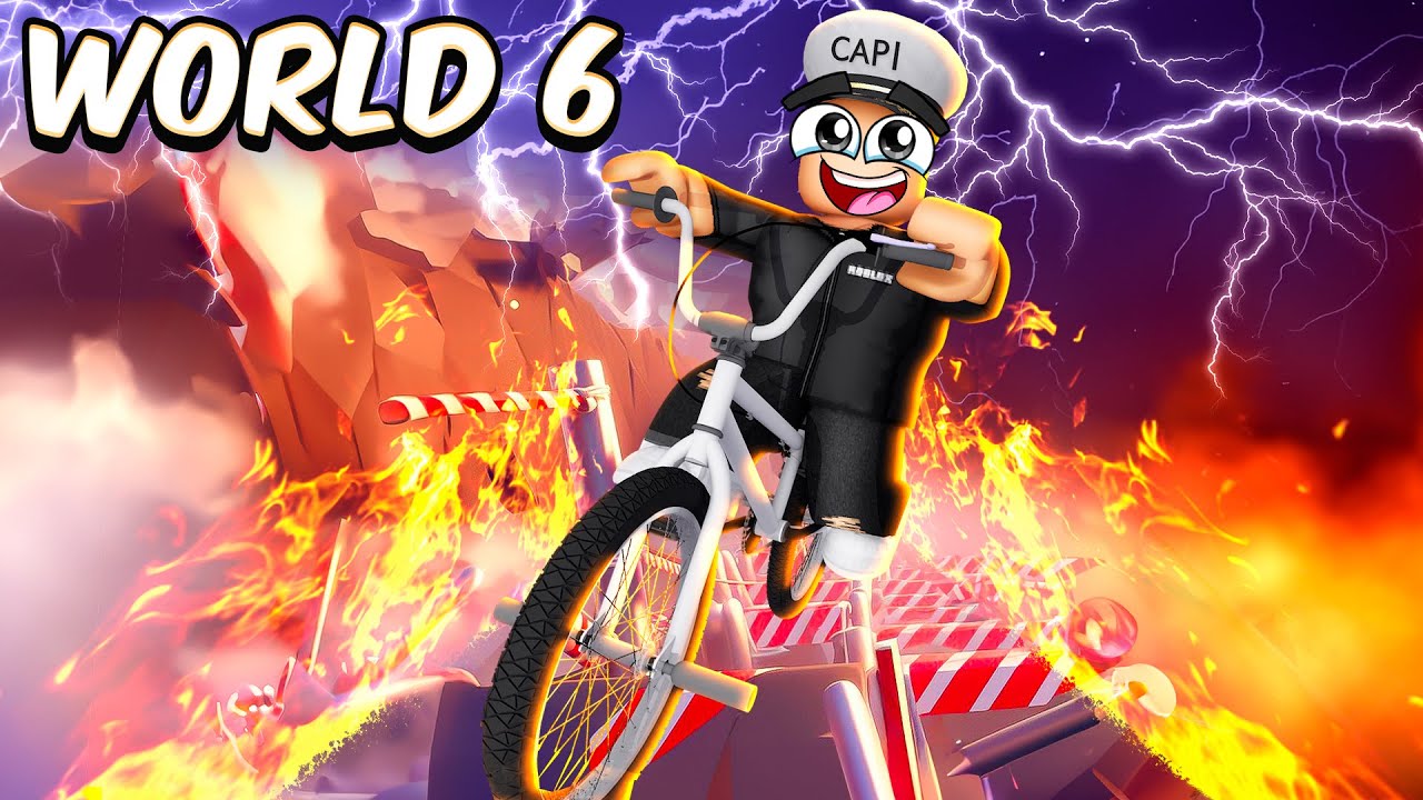 Beating WORLD 6 in OBBY BUT YOU'RE ON A BIKE in ROBLOX