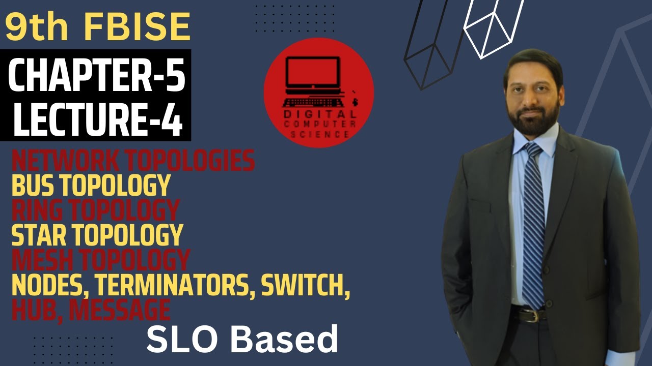 9th | Ch 5 | Lec 4 | Network Topologies | Bus | Ring | Star | Mesh | Computer Science | FBISE | SSC
