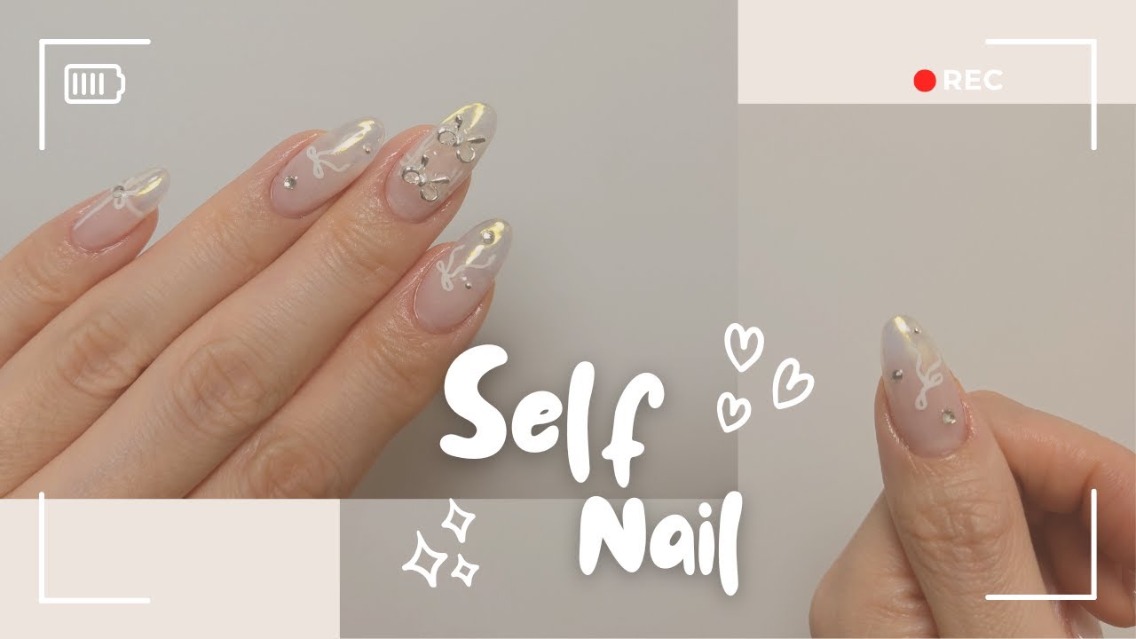 ˖· ୨୧ ·˖ 리본 파우더 그라데이션 🎀🦌/ 셀프네일 / selfnails / セルフネイル