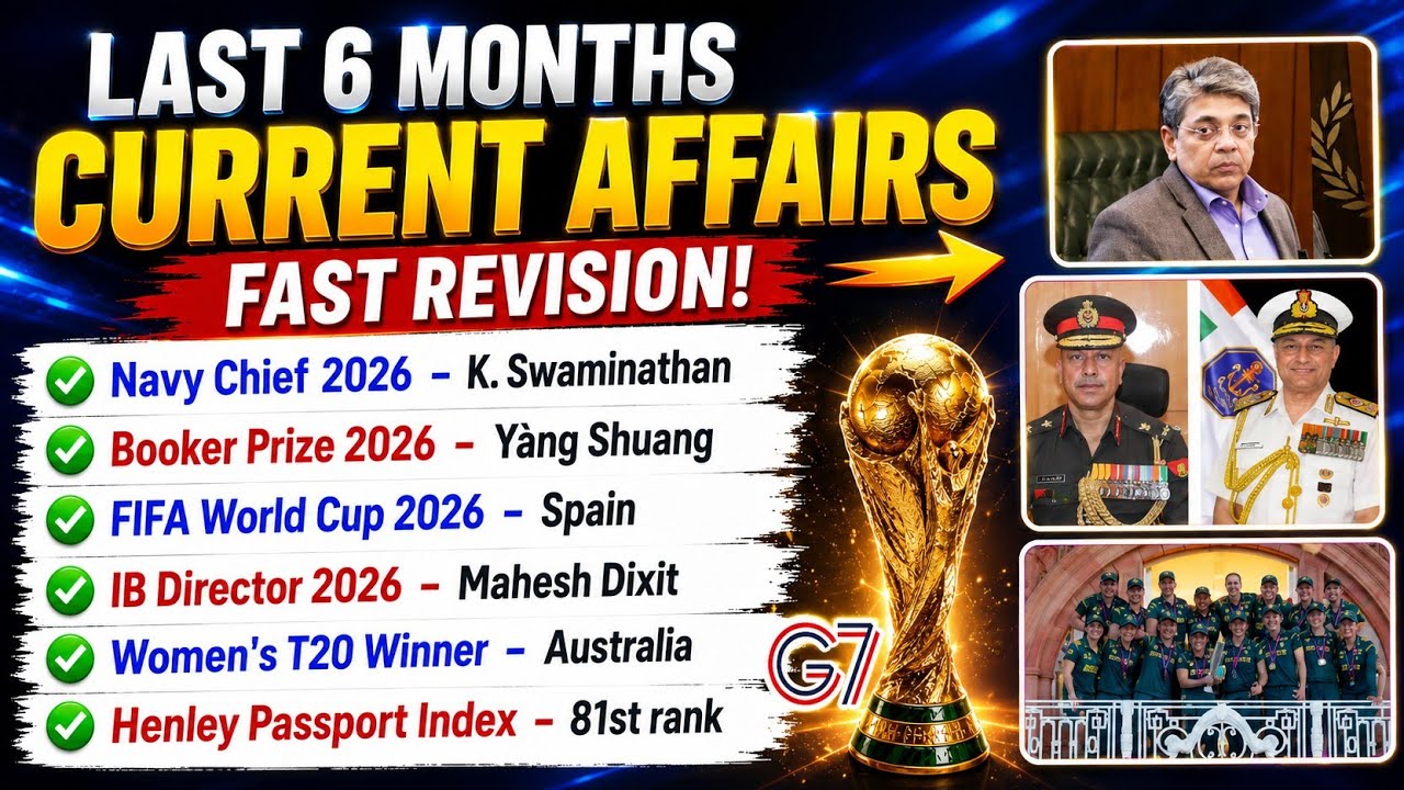 Last 6 Months Current Affairs 2026 | Top Most Important Current Affairs 2026 | Jan 2026 to June 2026