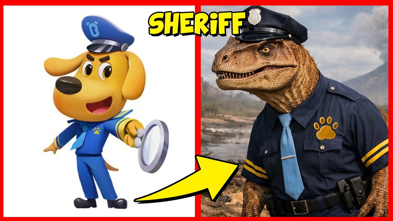 ¡SHERIFF LABRADOR Si Fueran DINOSAURIOS! 😱🦖+  ¡ADIVINA EL PERSONAJE! 😀 Sheriff👮Papillon❤️Dobby🐺