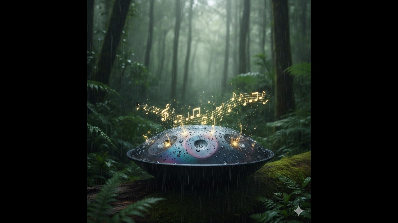Deep Focus & Relaxation: Handpan Echoes in a Cinematic Rainforest Rain