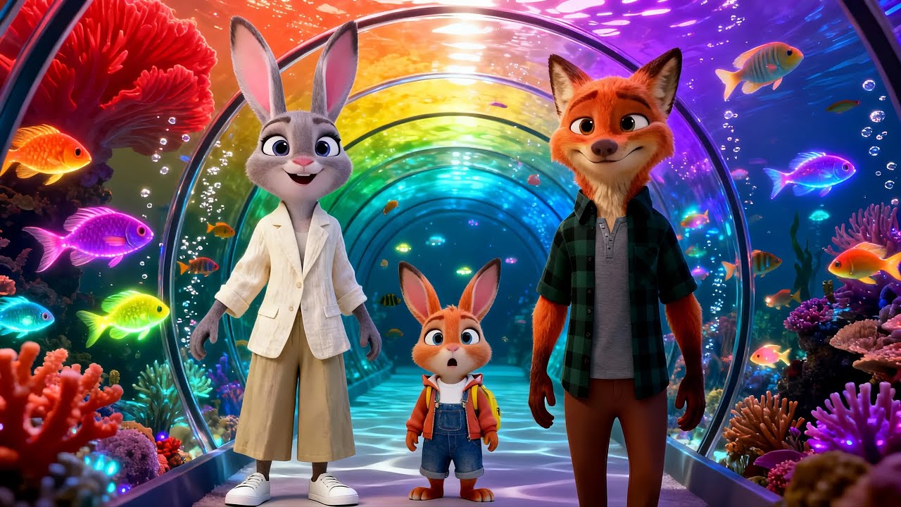 🐰🦊🐠 Baby Fiin’s First Aquarium Trip! Judy & Nick Are Amazed